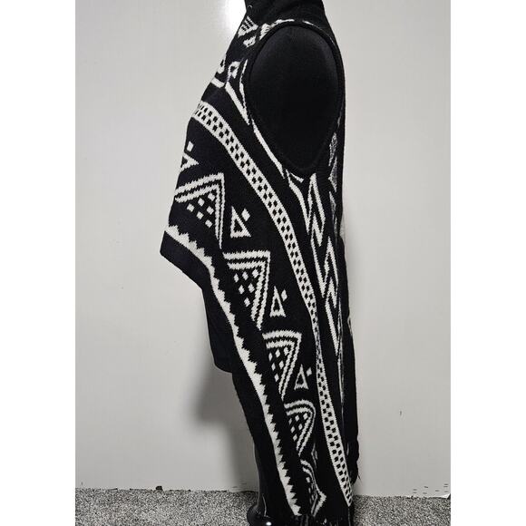 Pina Rossi Womens Small Flowy Open Front Vest Cardigan Western Fringe Boho Aztec - Picture 7 of 11